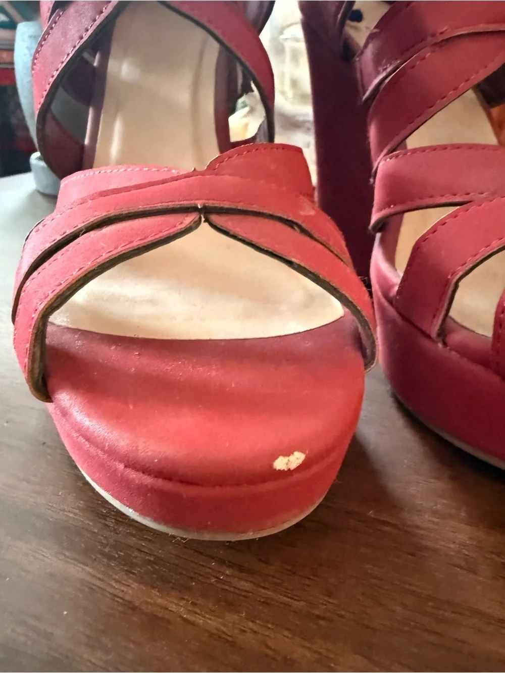 Jasmin by JKnoxville Red Cage Wedge Sandal